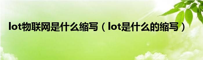 lot物联网是什么缩写（lot是什么的缩写）