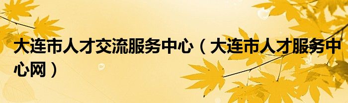 大连市人才交流服务中心（大连市人才服务中心网）