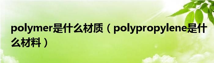 polymer是什么材质（polypropylene是什么材料）