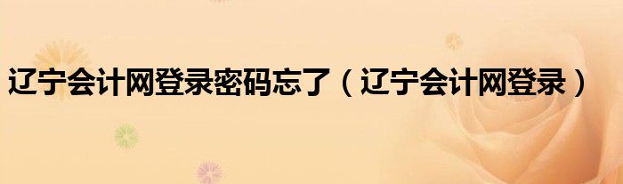 辽宁会计网登录密码忘了（辽宁会计网登录）