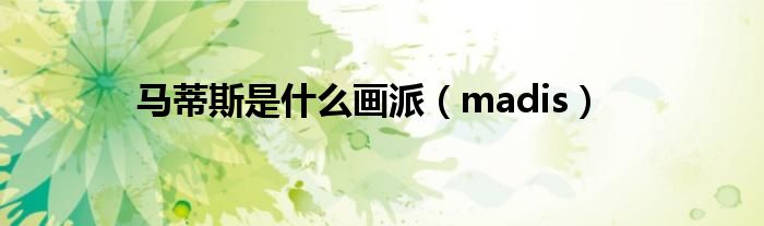 马蒂斯是什么画派（madis）