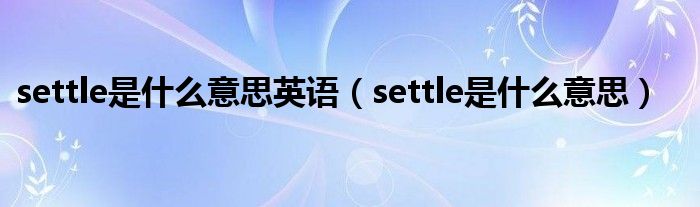 settle是什么意思英语（settle是什么意思）