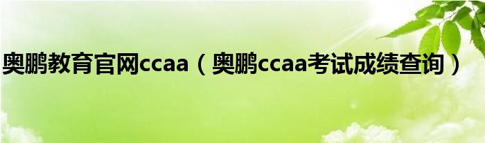 奥鹏教育官网ccaa（奥鹏ccaa考试成绩查询）