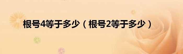 根号4等于多少（根号2等于多少）