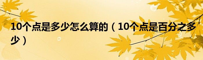 10个点是多少怎么算的（10个点是百分之多少）