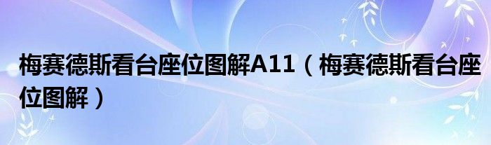 梅赛德斯看台座位图解A11（梅赛德斯看台座位图解）