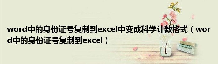 word中的身份证号复制到excel中变成科学计数格式（word中的身份证号复制到excel）