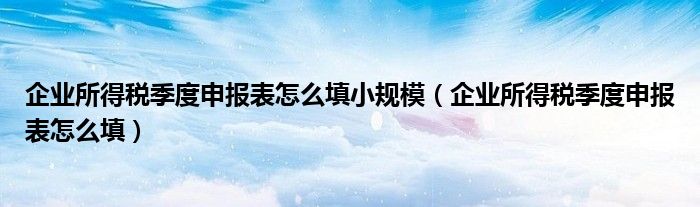 企业所得税季度申报表怎么填小规模（企业所得税季度申报表怎么填）