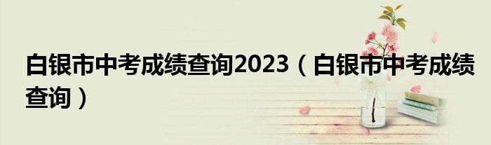 白银市中考成绩查询2023（白银市中考成绩查询）