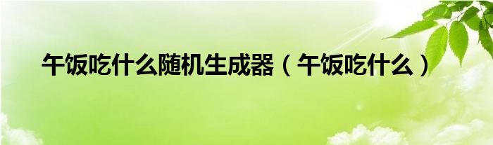 午饭吃什么随机生成器（午饭吃什么）