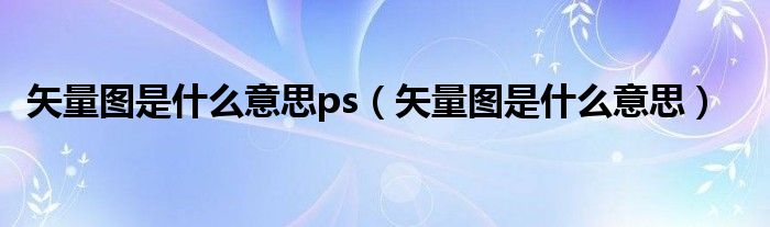 矢量图是什么意思ps（矢量图是什么意思）