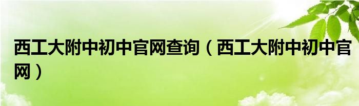 西工大附中初中官网查询（西工大附中初中官网）