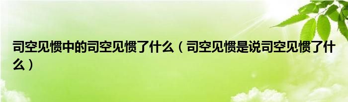 司空见惯中的司空见惯了什么（司空见惯是说司空见惯了什么）