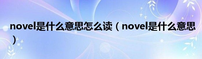 novel是什么意思怎么读（novel是什么意思）