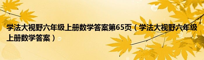 学法大视野六年级上册数学答案第65页（学法大视野六年级上册数学答案）