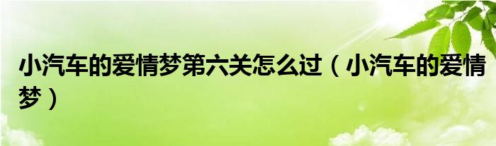 小汽车的爱情梦第六关怎么过（小汽车的爱情梦）