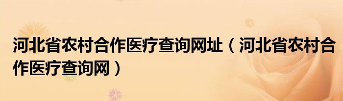 河北省农村合作医疗查询网址（河北省农村合作医疗查询网）