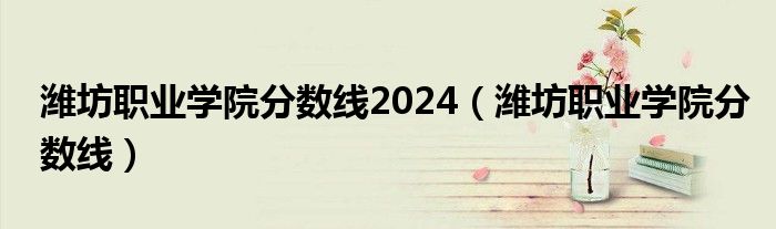 潍坊职业学院分数线2024（潍坊职业学院分数线）