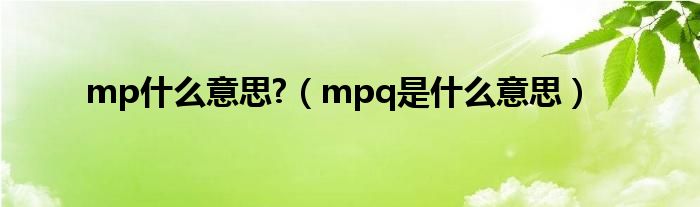 mp什么意思?（mpq是什么意思）