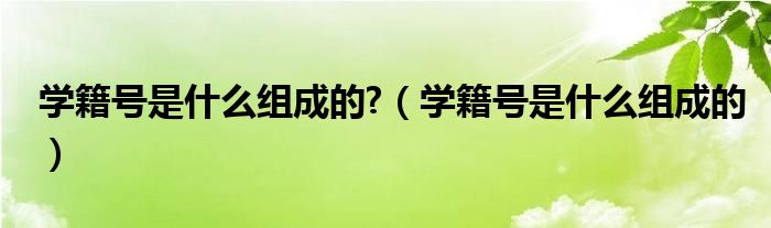 学籍号是什么组成的?（学籍号是什么组成的）