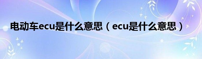 电动车ecu是什么意思（ecu是什么意思）