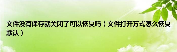 文件没有保存就关闭了可以恢复吗（文件打开方式怎么恢复默认）