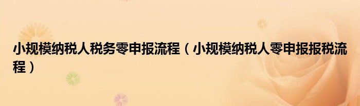 小规模纳税人税务零申报流程（小规模纳税人零申报报税流程）