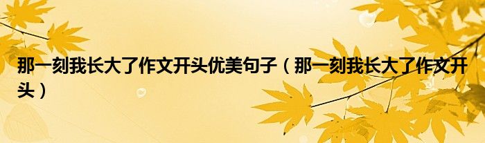 那一刻我长大了作文开头优美句子（那一刻我长大了作文开头）