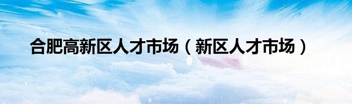 合肥高新区人才市场（新区人才市场）