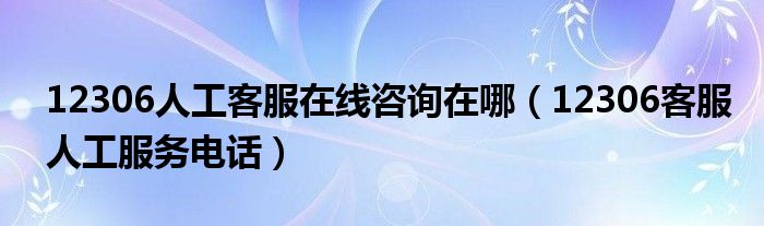 12306人工客服在线咨询在哪（12306客服人工服务电话）