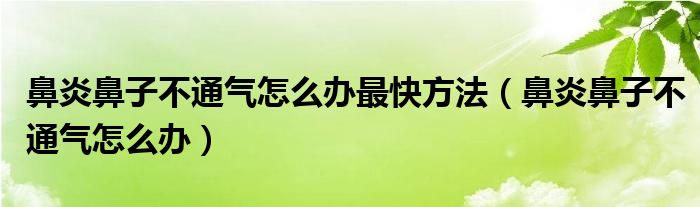 鼻炎鼻子不通气怎么办最快方法（鼻炎鼻子不通气怎么办）