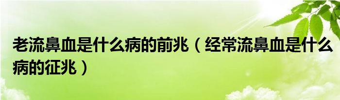 老流鼻血是什么病的前兆（经常流鼻血是什么病的征兆）