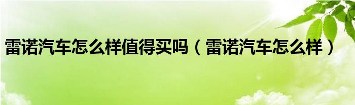 雷诺汽车怎么样值得买吗（雷诺汽车怎么样）