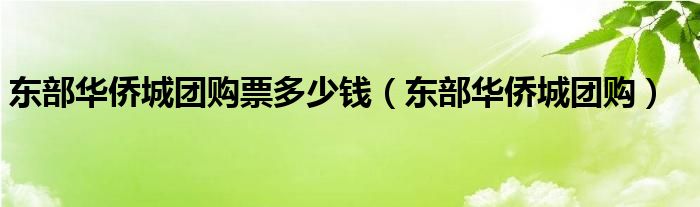 东部华侨城团购票多少钱（东部华侨城团购）