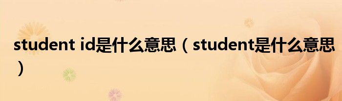 student id是什么意思（student是什么意思）