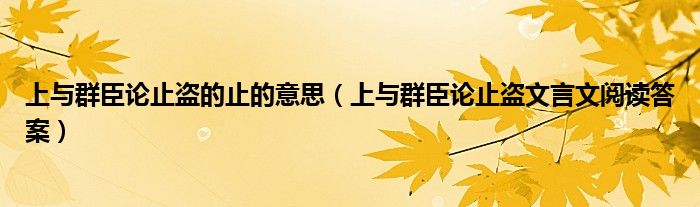 上与群臣论止盗的止的意思（上与群臣论止盗文言文阅读答案）