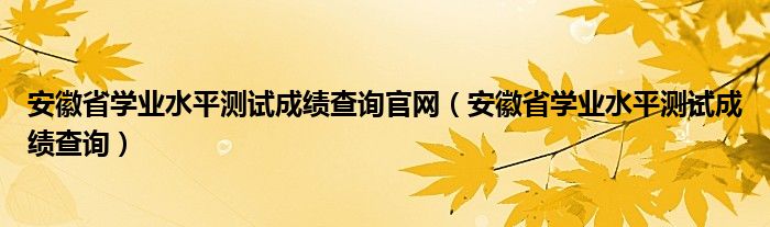 安徽省学业水平测试成绩查询官网（安徽省学业水平测试成绩查询）