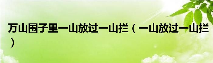 万山围子里一山放过一山拦（一山放过一山拦）