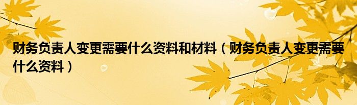 财务负责人变更需要什么资料和材料（财务负责人变更需要什么资料）