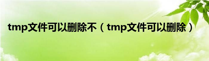 tmp文件可以删除不（tmp文件可以删除）