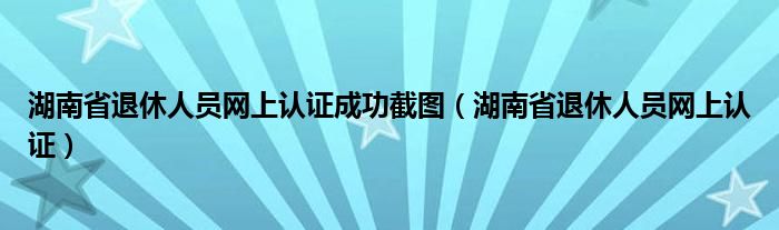 湖南省退休人员网上认证成功截图（湖南省退休人员网上认证）