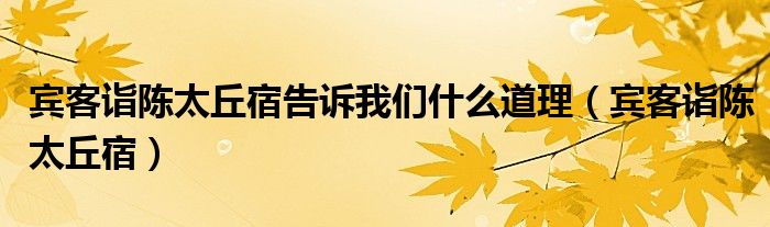 宾客诣陈太丘宿告诉我们什么道理（宾客诣陈太丘宿）