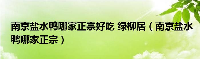 南京盐水鸭哪家正宗好吃 绿柳居（南京盐水鸭哪家正宗）