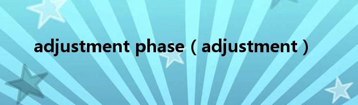 adjustment phase（adjustment）