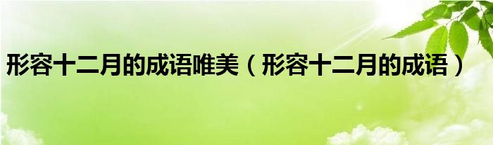 形容十二月的成语唯美（形容十二月的成语）