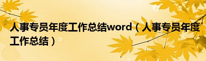 人事专员年度工作总结word（人事专员年度工作总结）