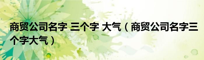 商贸公司名字 三个字 大气（商贸公司名字三个字大气）