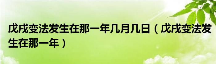 戊戌变法发生在那一年几月几日（戊戌变法发生在那一年）