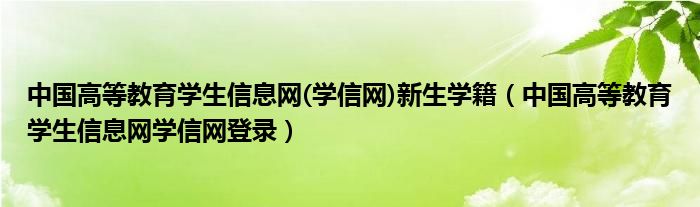 中国高等教育学生信息网(学信网)新生学籍（中国高等教育学生信息网学信网登录）