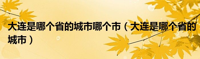 大连是哪个省的城市哪个市（大连是哪个省的城市）